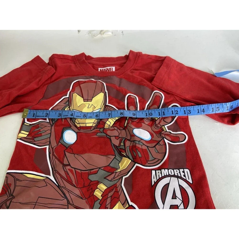 Marvel Comics Avengers Iron Man Red Tee T-Shirt Long Sleeve Kids Boys Size 5